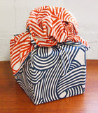 Isamonyou -  Double-Sided Dyeing Musubi Navy/Orange - Furoshiki (Japanese Wrapping Cloth)