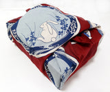 Maruwa - Rabbit picture-painted plate (Vermilion)　伊万里 綿風呂敷 約100cm 【うさぎ絵皿】朱 - Furoshiki (Japanese Wrapping Cloth) 100 x 100 cm