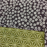 Komon - Double-Sided Dyeing - Kozakura x Asanoha (Purple x Rikyu) 紫×利休 50 x 50 cm - Furoshiki (Japanese Wrapping Cloth)