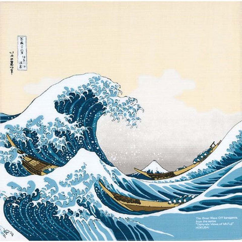 Sumidagawa - Katsushika Hokusai -The Great Wave off Kanagawa (波裏に富士)  - Furoshiki 48 x 48 cm