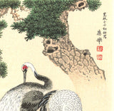 Maruyama Okyo - Tsuru Zu (Twin crane & Green Pine tree)  - Free Shipping