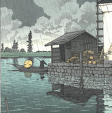 Kawase Hasui - #HKS-9  Ame no Ushibori (Rain at Ushibori)  - Free Shipping