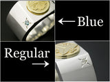 Saito - 18Kt Gold Family Crest with two diamonds Silver Ring (Silver 925)