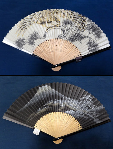 Traditional handcrafted Kyoto Sensu - #1560 Japanese Hawk & Mount Fuji