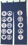 Kyoto Noren (Doorway curtain) 85 cm X 150 cm - Mingei Marumon (Navy) - Free Shipping