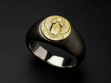 Saito - Egyptian motif  KHWPRI - Scarab - God of rebirth & the sunrise 18Kt emblem Amulet Silver Ring