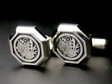 Saito - Family Crest Type - A Octagon shape Silver Cuffs (Silver 950) (One pair) - Free Shipping