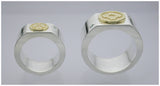 Saito - 18Kt Gold Family Crest with two diamonds Silver Ring (Silver 925)