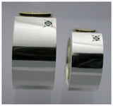 Saito - 18Kt Gold Family Crest with two diamonds Silver Ring (Silver 925)