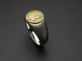 Saito - Egyptian motif   Cleopatra - Queen of the Nile  18Kt emblem Amulet Silver Ring