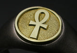 Saito - Egyptian motif  ANKH LOOP CROSS - Strength and Health  18Kt emblem Amulet Silver Ring