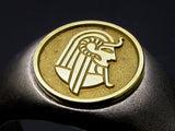 Saito - Egyptian motif   Cleopatra - Queen of the Nile  18Kt emblem Amulet Silver Ring