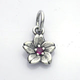 Saito - Sakura Silver Pendant top (Silver 925) with 3.1 mm Natural Ruby - Large with 50 cm silver chain